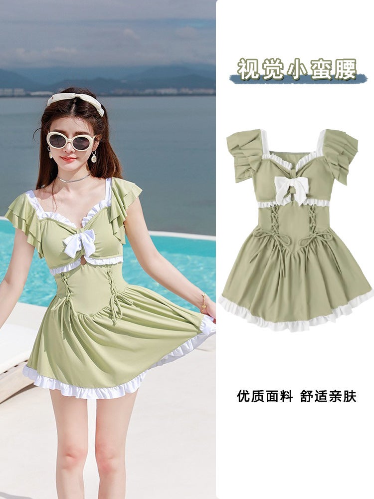 Women'S One-Piece High-End Fat Girl Covers The Flesh And Looks Slimming Look Conservative Spring Resort Swimsuit - Image 3